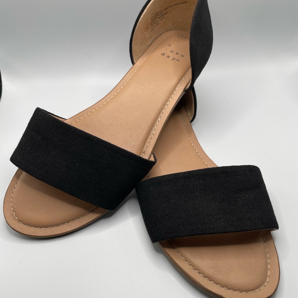 A new day Black Slide Sandals Minimalist Design 7.5